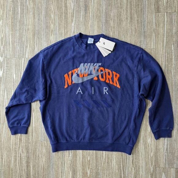 Nike Air New York Crewneck Sweatshirt Fleece Men’s Medium M Blue HQ1101-492 - Picture 1 of 7